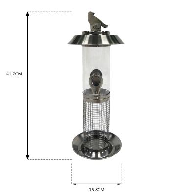 China Viable 2 in 1 Plated Metal Outdoor Hanging Mesh Pc Tube Bird Feeder for Wild Birds Sow Food for sale