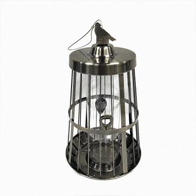 China Outdoor Patio Decorative Copper Plated Metal Cage Wild Hanging Wild Bird Feeder for sale