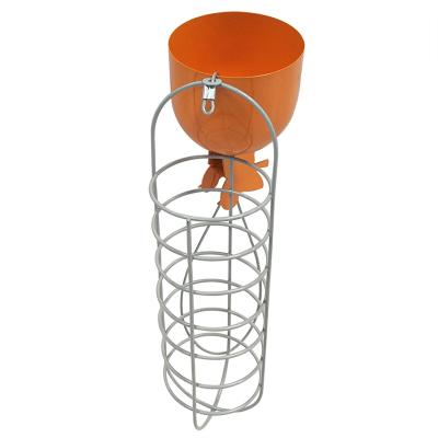 China High Quality Viable Lid Orange Outdoor Garden Metal Hanging Suet Bird Feeder Cage for sale