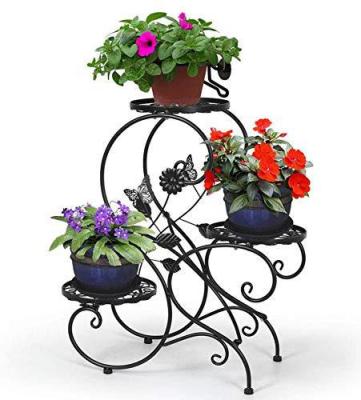 China China 2021 Hot-selling Indoor Outdoor Garden Iron Metal Flower Pot Rack 3 Tiers Metal Shelves Display Storage Racks for sale