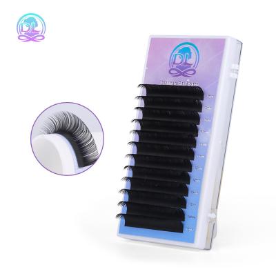 China Mink Eyelash Extensions Natural Matte Daily Premium Slit-Tips Ellipse Long Shape Lash Flat Ellipse Lashes for sale