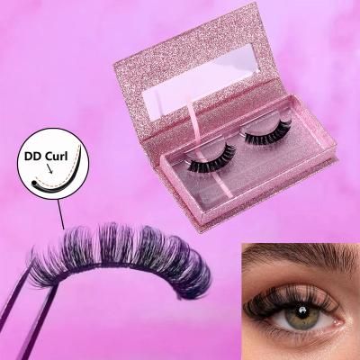 China Double 3D Layered Russian Mink Cat Eye Natural Soft Strip False Curl Double Density Eyelashes 25mm D Strip Lashes That Look Like Eyelash Extensions for sale