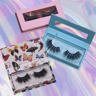 China Double 3D Layered Daily Wholesale Highlights & Packing Real Mink Fur Eyelashes Custom Own Box 25mm 3d 100% Branded Highlights & Packing for sale