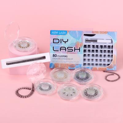 China Free Shipping Mink Color Ribbons Clusters Extra Eyelash Segment 8mm-16mm Diy Pbt Long Lasting Daily Permanent Lashes Extensions Kit for sale