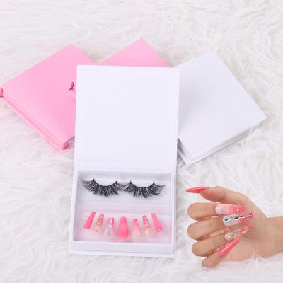 China Luxury Private Label 24pcs/Box Daily Design Press On Medium False Nails And Eyelashes Bundles Packaging Gift Box Sets for sale