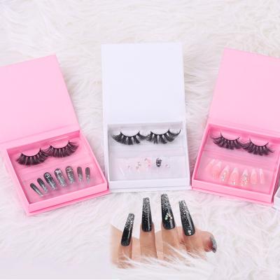 China Long 2022 New Designer Luxury Press On Clear Natural Daily Cases For False Nails And Mink Eye Lashes Extention Packaging Gift Box Kit for sale