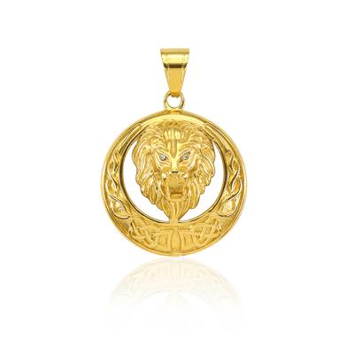 China TRENDY Custom Hiphop Round Small Stainless Steel Lion Pendant Smooth Sterling Silver Cuban Hip Hop Shape for sale