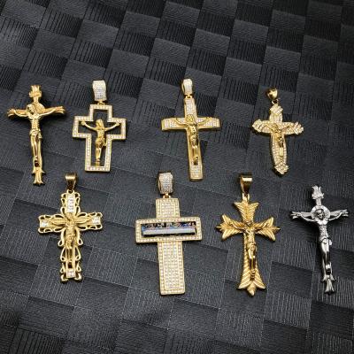 China Hiphop Beiyan Jewelry Products Best Selling Fashion 18k Gold Plated Stainless Steel Jesus Cross Pendant for sale