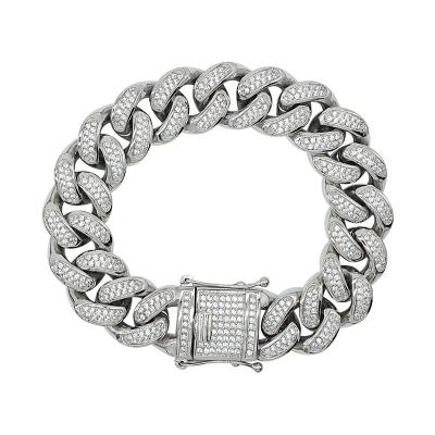 China Wholesale 2021 Beiyan Jewelry Wholesale New Arrivals Fashion Hip Hop CZ Luxury Iced Out Diamond Stainless Steel Jewelry Mens Bracelet for sale