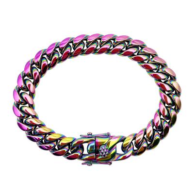 China Hiphop Beiyan Jewelry New Design Fashion Hip Hop Rainbow Men's High Quality Stainless Steel Bracelet for sale