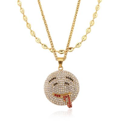 China Custom Hiphop Miami Fashion Jewelry Iced Out Hip Hop Stainless Steel Cuban Gold Plated Rope Chain Pendant Necklace Diamond Set for sale