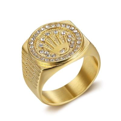 China TRENDY Stainless Steel Rings 2021 New Product Ideas Fashion Hip Hop 18k Gold Plated Jewelry Crown Men Ring for sale