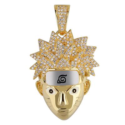 China FASHIONABLE Jewelry 18k Gold Rapper Hip Hop Cartoon Character Sasuke Gold Necklace Pendant for sale