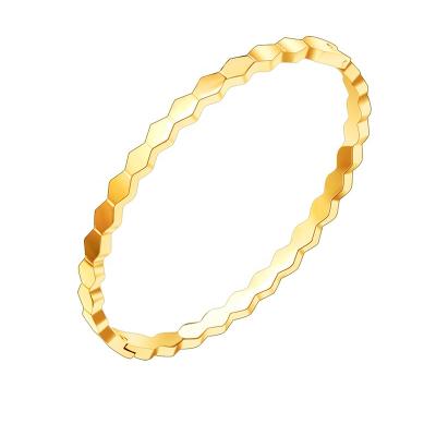 China Trendy Hexagon Cuff Bangle Fashion Jewelry Stainless Steel Bracelets Gold Color Geometric Bangles For Women Wholesale for sale