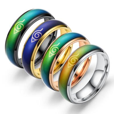 China Naruto Color-changing Thermo-sensitive European and American FASHIONABLE Ring Unique Hipster Stainless Steel Ring Simple Couple Ring for sale