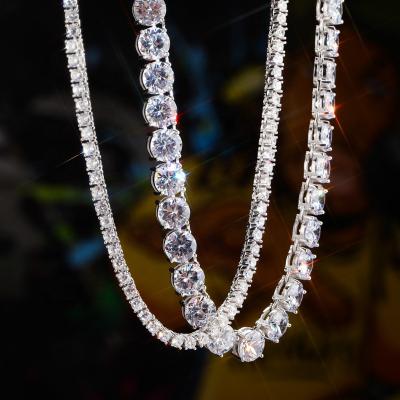 China Hiphop Hip Hop 3mm-5mm Moissanite s925 Sterling Silver Single Row Tennis Tennis Chain Chain for sale