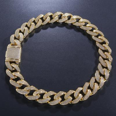 China Hiphop 20mm Chunky Crystal Chain Iced Hip Hop Men's Mix Crystal Cuban Chain Necklace Bling Bling Jewelry for sale