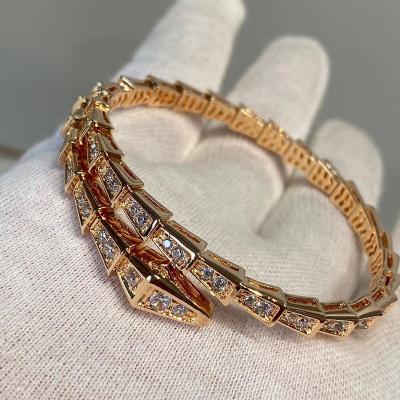 China Luxury Brand Diamond Bracelet Bangle Starry Snake Gold 18k Rose Gold Top Quality Mens Womens High End Trendy Fashion for sale