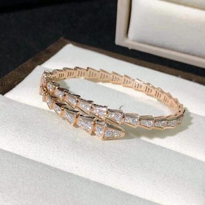 China Luxury Brand Diamond Bracelet Bangle Starry Snake Gold 18k Rose Gold Top Quality Mens Womens High End Trendy Fashion for sale