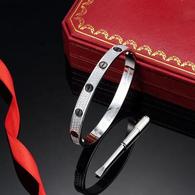 China FASHIONABLE Classic Women's Bracelet Male Love 925 Silver Couple Full Diamond Brand Luxury Black Diamond Nail Bracelet for sale