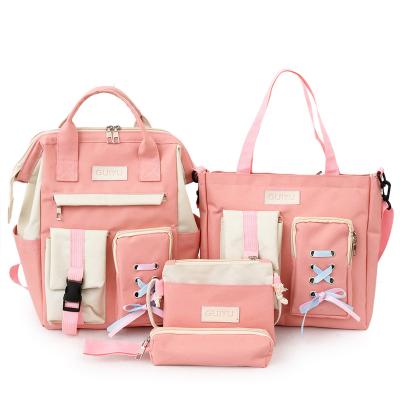 China 2021 Waterproof New Fashion School Satchel For 5 Piece Student School Bag Set Cute College Backpack Set For Girls Teenagers for sale