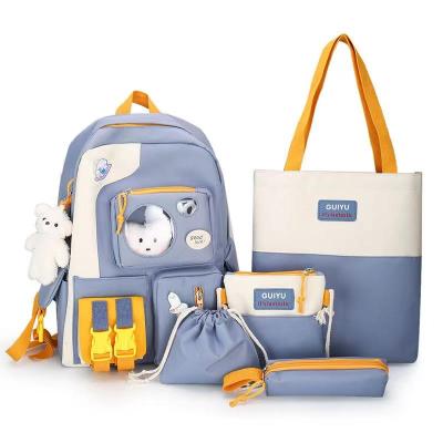 China New Design 3PCS Anti-theft Durable Canvas Wholesale Cheap Kids School Bag Soft Set for sale