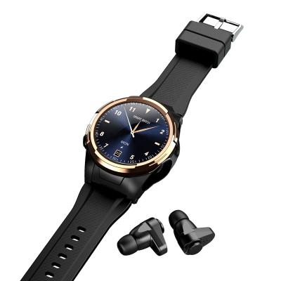 China 2021 MP3 Playback Fitness Tracking Earphone Watch Heartbeat Wristband Relojes Inteligentes BT Smart Functional Smart Watch With Inside Earbuds for sale