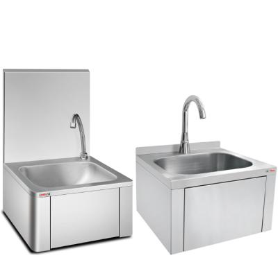 China With Faucet Hot Sales Restaurant Stainless Steel Knee Operated Hand Basin In Dubai Portable Commercial Wall Mounted Wash Sink Factory for sale