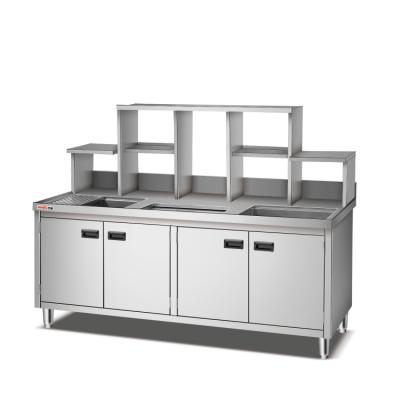 China Bubble Tea Restaurant Steel Base Bar Assembly Table Base Counter Cabinet Modern Running Stainless Counter Station Tableware Factory for sale