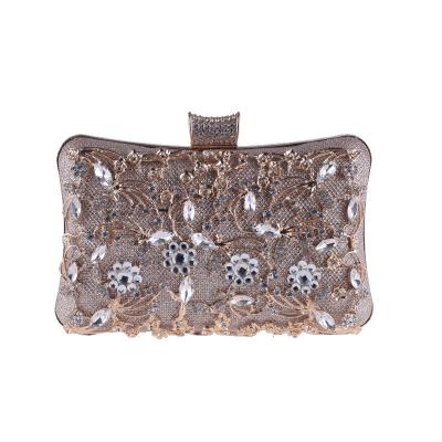 China Acrylic Ladies Diamond Golden Evening Clutch Bag Glitter Wedding Party Crystal Evening Bags Clutch Purse Rhinestone Pillow Shape Fashoion for sale