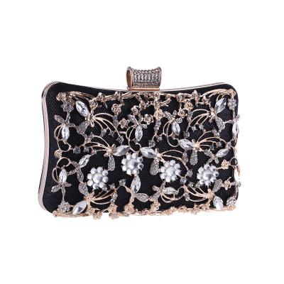 China Fashoion wholesale luxury fashion clutch evening bags diamonds beaded chain high quality handmade ladies party bags for sale