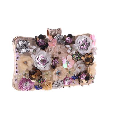 China Fashoion Fashion Evening Clutch With Handmade Floral Dress Clutch Hard Shell Clutch for sale