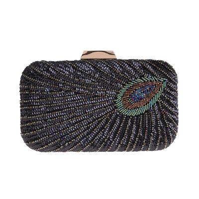 China Fashoion Handmade Dinner Bag Embroidered Dress Bag Hardshell Peacock Handbag for sale