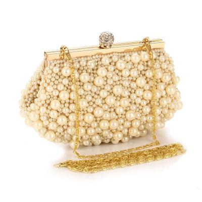 China Lady Fine Handmade Bag Pearl Embroidery Craft Bag Pearl Shell Evening Clutch Bag for sale