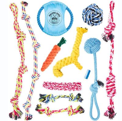 China 12 Pack Viable Hot Pet Amazon Rope Toy Gift Interactive Tug Dog Squeaky Chew Toys Set For Dog Play for sale