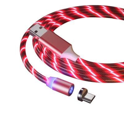 China USB Charging Cable Flame Glow Gift Logo Printing 3 in 1 LED Glowing Magnetic Mobile Phone Charging Cable for sale