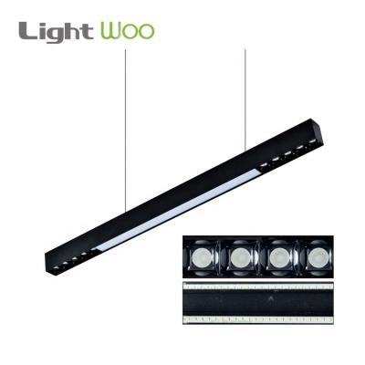 China Strip Black Chandelier Indoor/Home/Office Mall Office New Hanging Modern Commercial Aluminum LED Linear Chandelier Lamp for sale