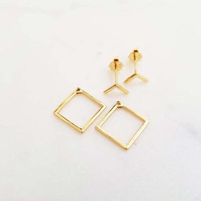 China Landy FASHIONABLE 925 new fashion silver simple temperament geometric square earrings for sale