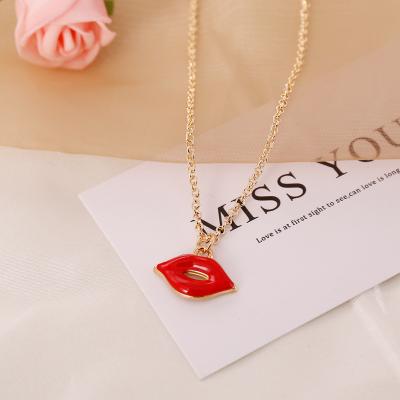 China Wholesale New Charming Elegant Lip Chili Heart Necklace Women Alloy Fashion Necklace for sale