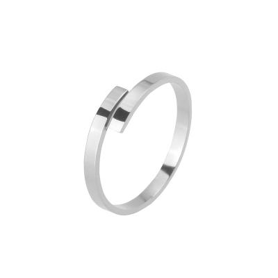 China Vintage Open Lovers Ring Simple Geometric Stainless Steel Ring Korean Plated Titanium Steel Ring for sale