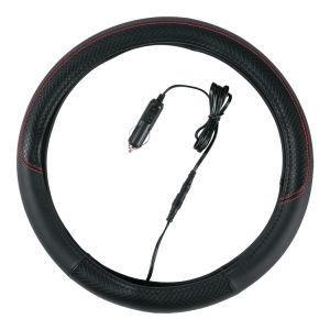 China 45W/PC Wattage Black PU Heating Steering Wheel Cover for Car Automobile 38cm Diameter for sale