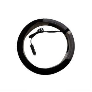 China Car Sport 7.4V12V Suede Electric Heating Steering Wheel Cover Diameter 38cm PU Leather for sale