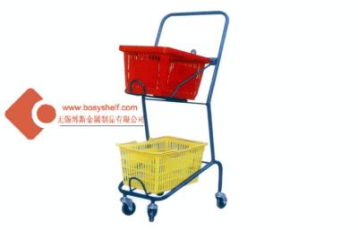 China Zinc / Powder Coated Hand Double Basket Shopping Cart IOS CE SGS for sale