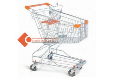 China Chrome Plated Metal Supermarket Shopping Cart 100L Asian Design for sale