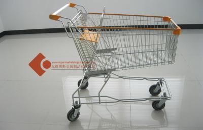 China Asian wire metal Supermarket Shopping Cart / trolleys 60L - 240L for sale