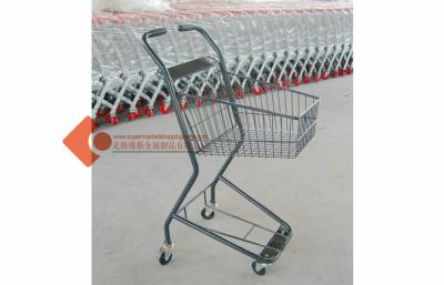 China Four Wheeled Double Basket Shopping Cart Dolly With Powder Coated for sale