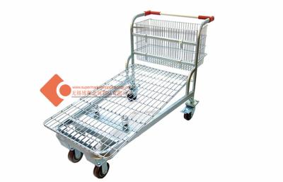 China Metal Wire Cargo Metal Warehouse Carts Transport Trolley Powder Coated for sale