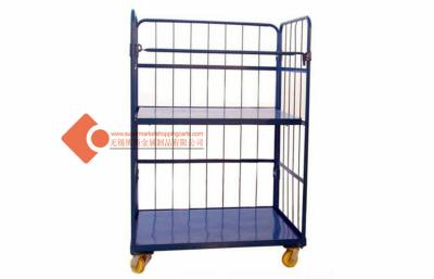 China Purple 3 Tier Collapsible Wire Containers Workroom / Warehouse Cage for sale