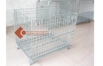 China Stackable Heavy Duty Collapsible Wire Containers Silver 1000*1000*850mm for sale