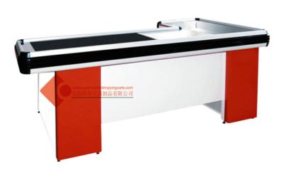 China Colorful Grocery / Supermarket Checkout Counter With Conveyor Belt for sale